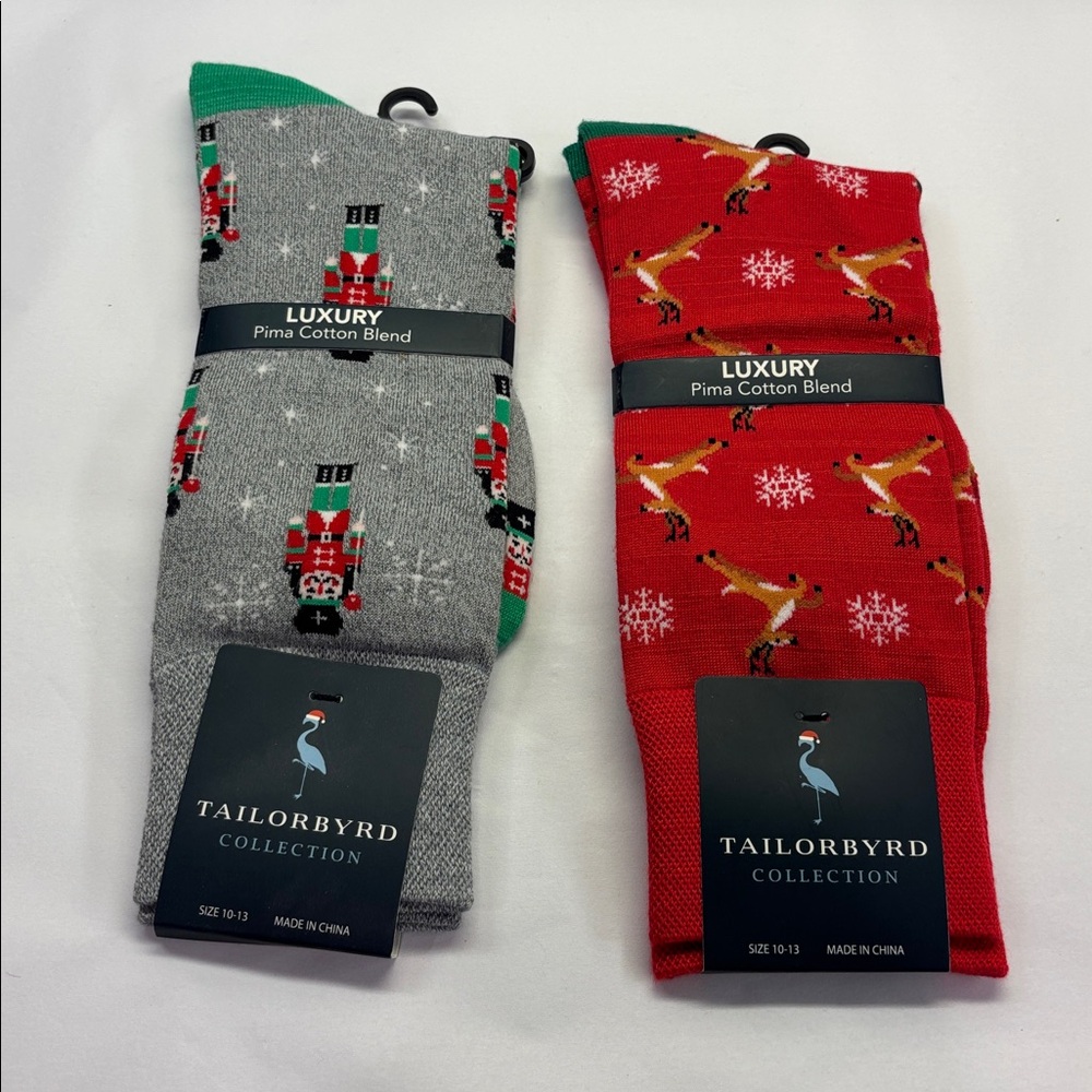 Tailorbyrd Holiday Nutcracker and Reindeer Socks 2 Pairs